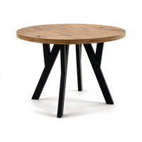ESSTISCH ausziehbar rund 90-190 cm ATO Lancelot, Auszugstisch mit Einlegeplatte - Honigeiche/Schwarz, Holzwerkstoff (90/90/77cm) - VENASI MÖBEL