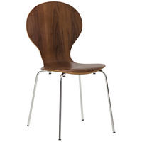 BESUCHERSTUHL Holz walnuss - Chromfarben/Walnussfarben, Holz/Metall (43/86/45cm) - CLP