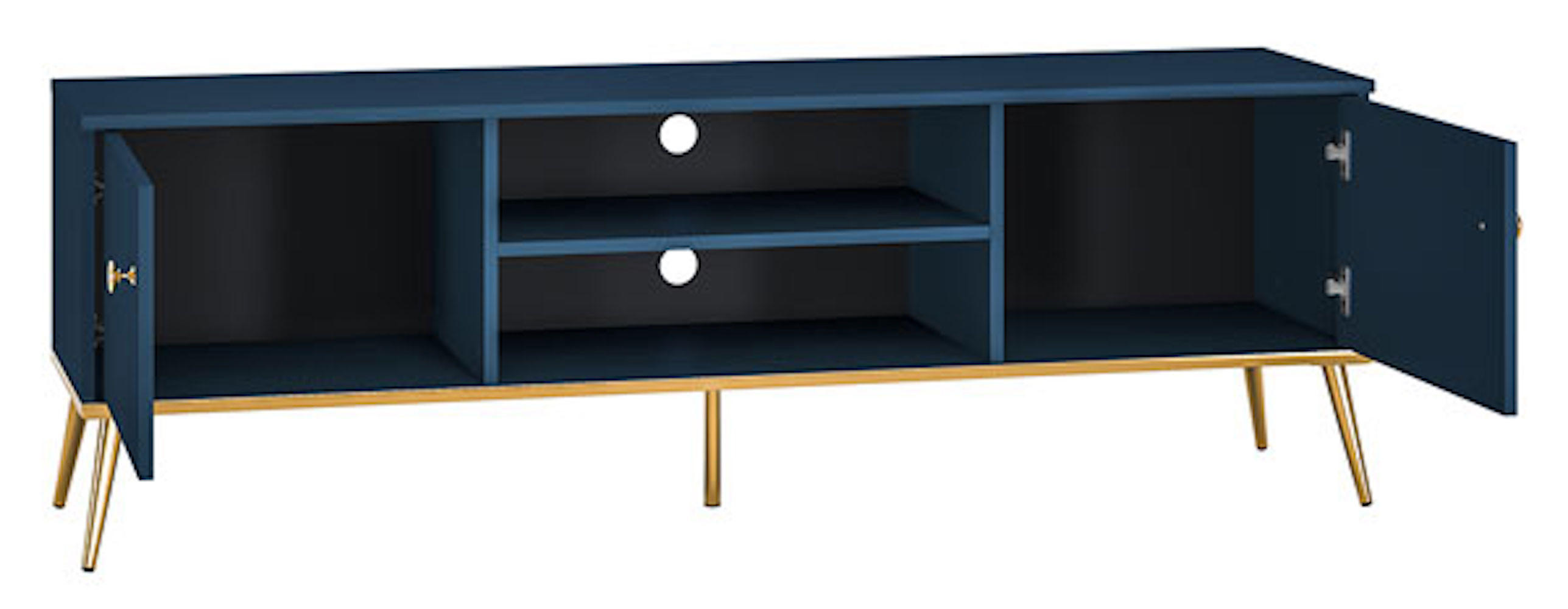 LOWBOARD Marine dunkelblau / gold 160 / 40 / 54cm - Blau/Dunkelblau, Holz/Holzwerkstoff (160/54/40cm) - Feldmann-Wohnen
