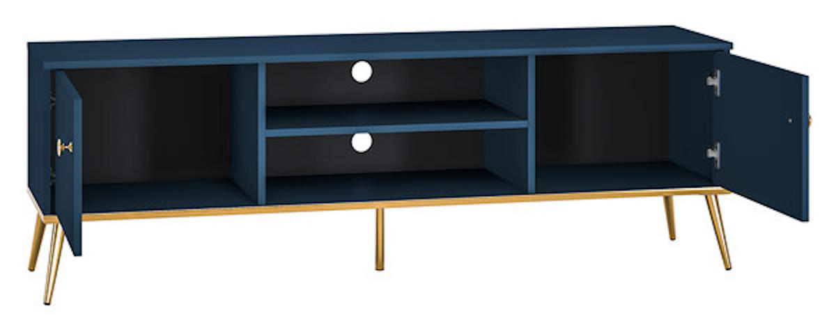 LOWBOARD Marine dunkelblau / gold 160 / 40 / 54cm - Blau/Dunkelblau, Holz/Holzwerkstoff (160/54/40cm) - Feldmann-Wohnen