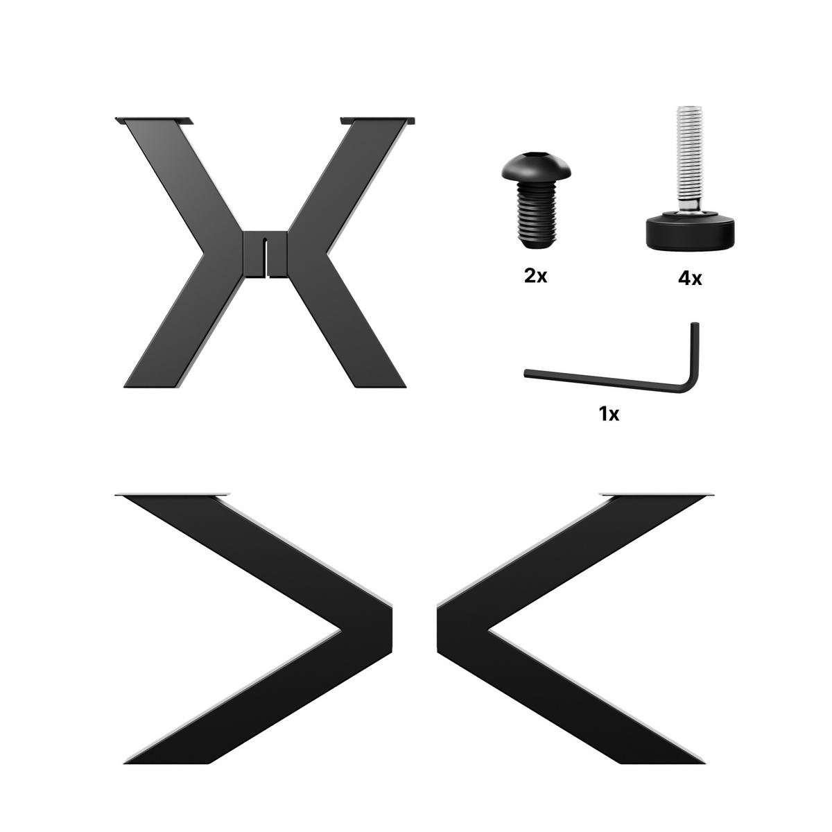 TISCHBEINE Acamar Extreme Metall Schwarz 160/70/72 cm - Schwarz, Metall (80/72/160cm) - Metalo Pro