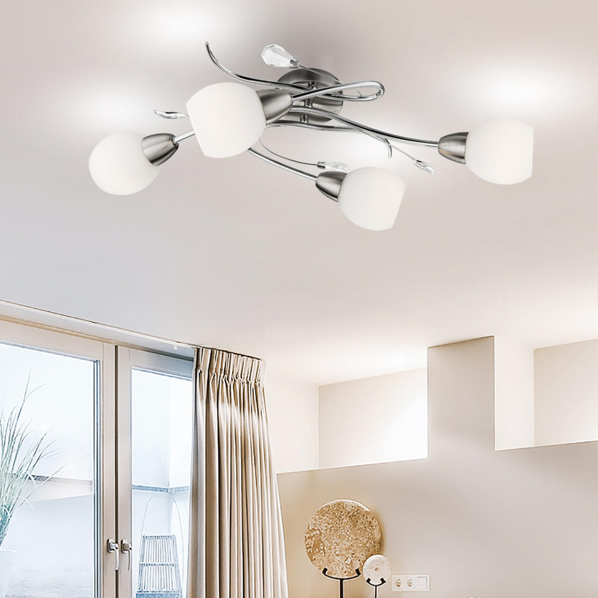 LED DECKENLEUCHTE Lilly Silber Glas - Silberfarben, Glas (70/25/21cm) - Globo Lighting