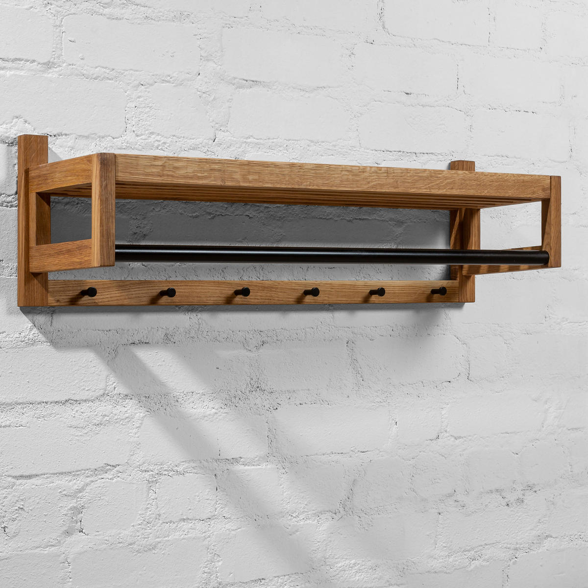 WANDGARDEROBE Bo, Eiche und schwarzes Metall, 26/88/26 cm - Beige, Holz (88/26/26cm) - WOODEK