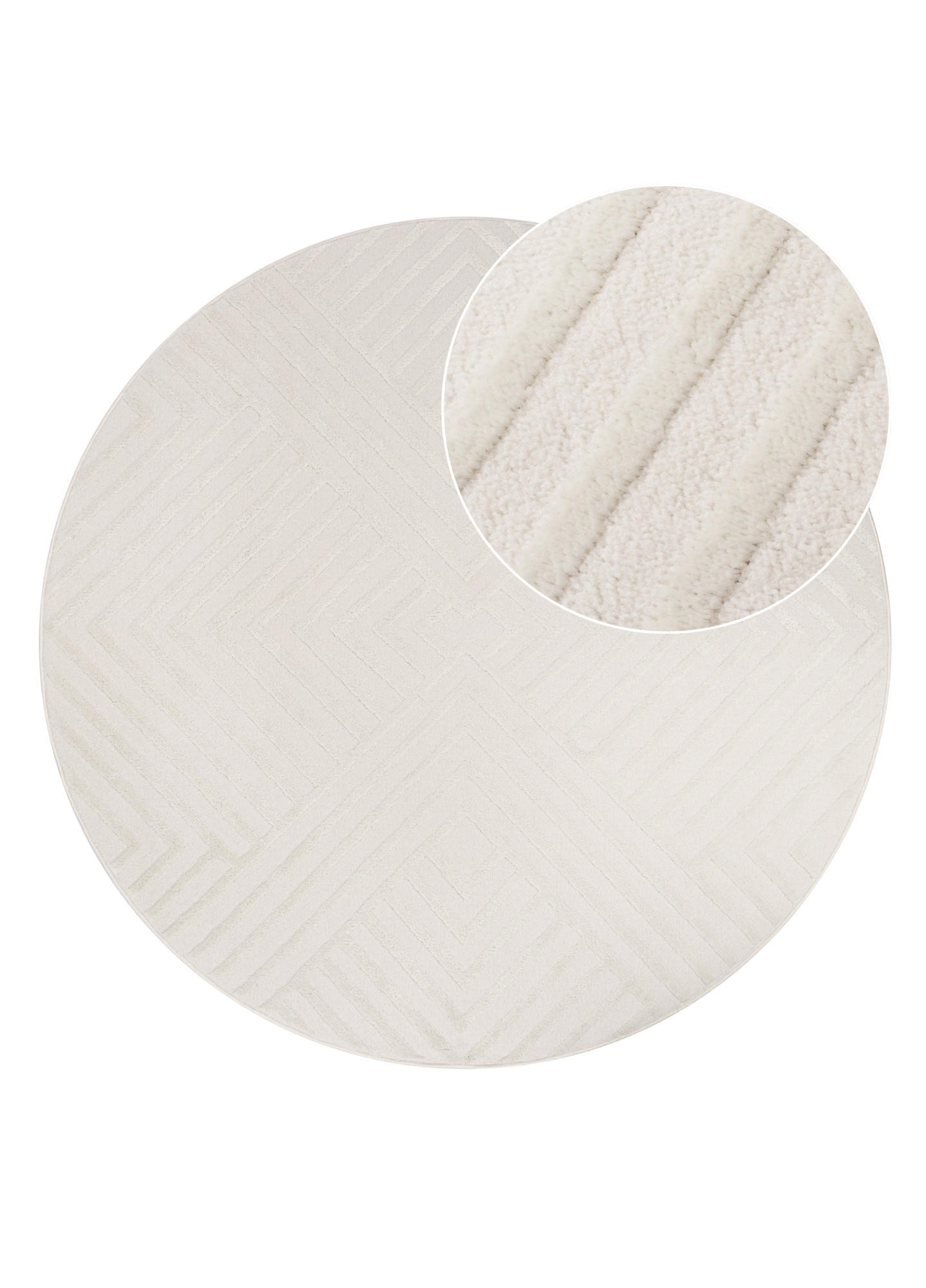 TEPPICH HYGGE Creme, rund 240/240 cm - Creme, Textil (240/240cm) - Tapiso