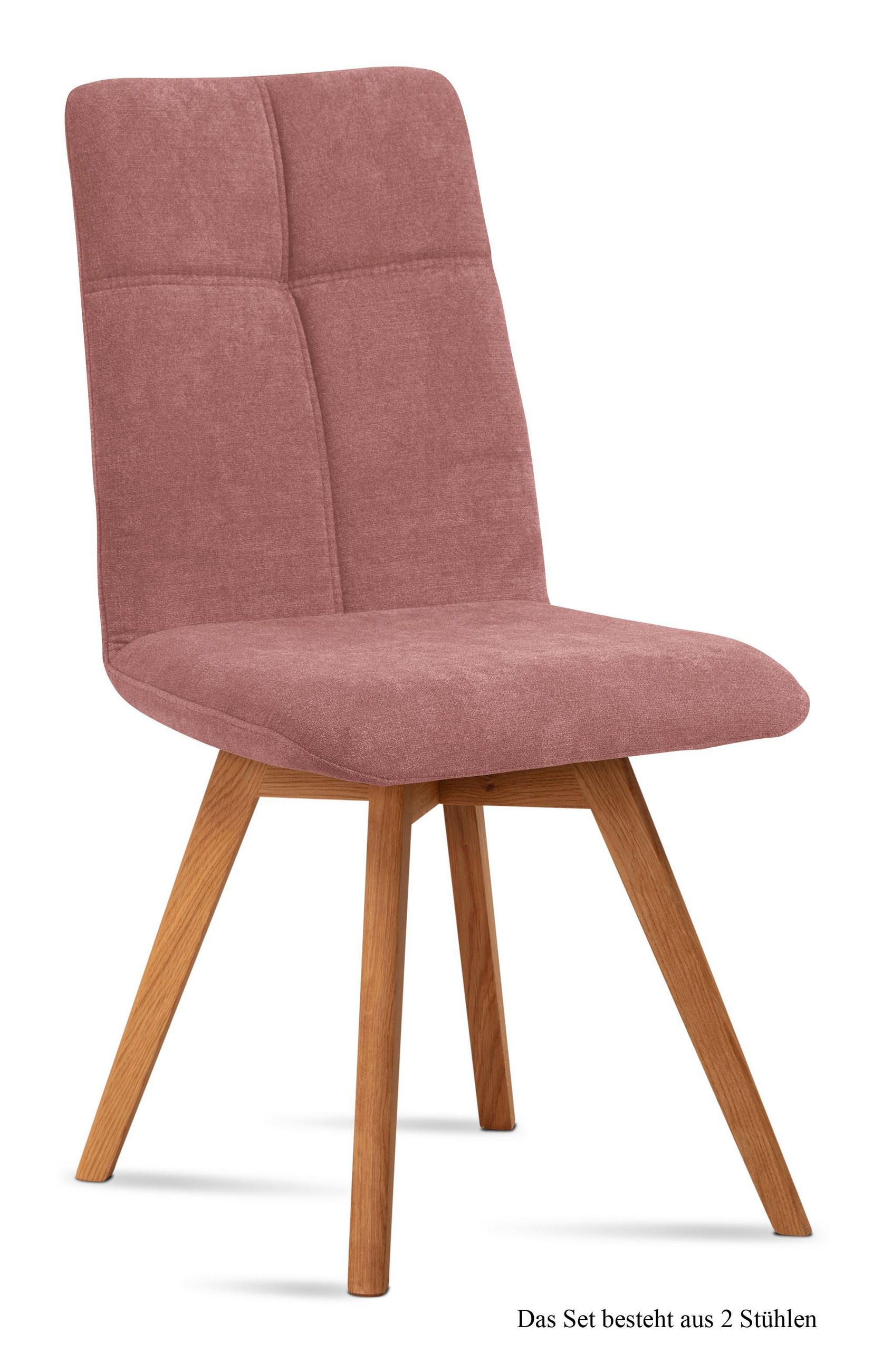 ESSZIMMERSTUHL (2er-Set) Dimut 47x92x60 Eiche geölt/Rosewood - Eichefarben/Dunkelrosa, Kunststoff (60/92/47cm) - 58aufmkessel