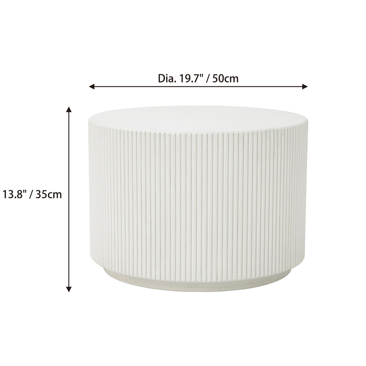 COUCHTISCH AUCKLAND Rund Klein aus Beton 50 x 50 x 35 cm - Creme, Naturmaterialien (50/50/35cm) - Elementi