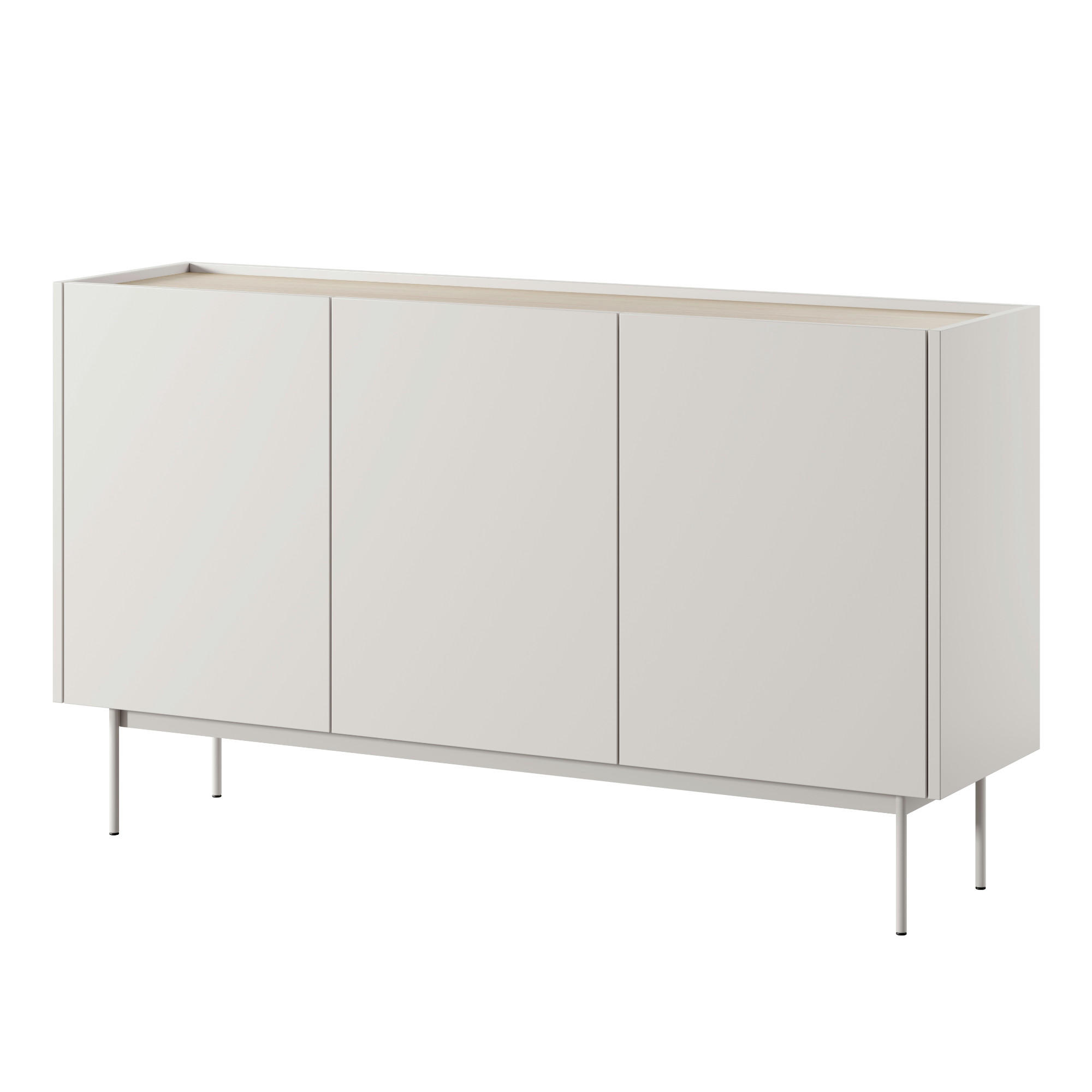 SIDEBOARD KELOWNA KOM1-3D System der leisen Schließung der Fronten, Kaschmir - Kaschmir, Holzwerkstoff/Kunststoff (144/83/37cm) - Komodee