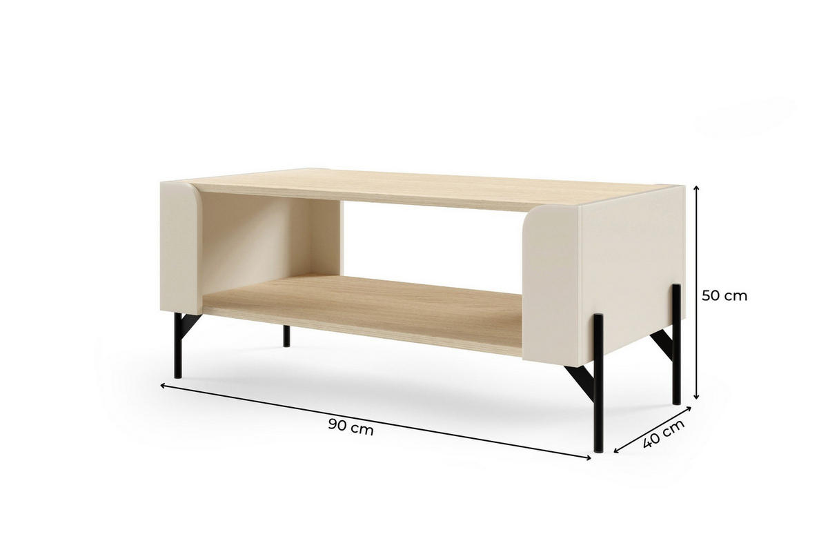 COUCHTISCH SOVI 13 90 / 50 / 40 cm in Macadamia / Eiche Mavelie - Eichefarben/Beige, Holzwerkstoff (40/90/50cm) - Deine Möbel 24