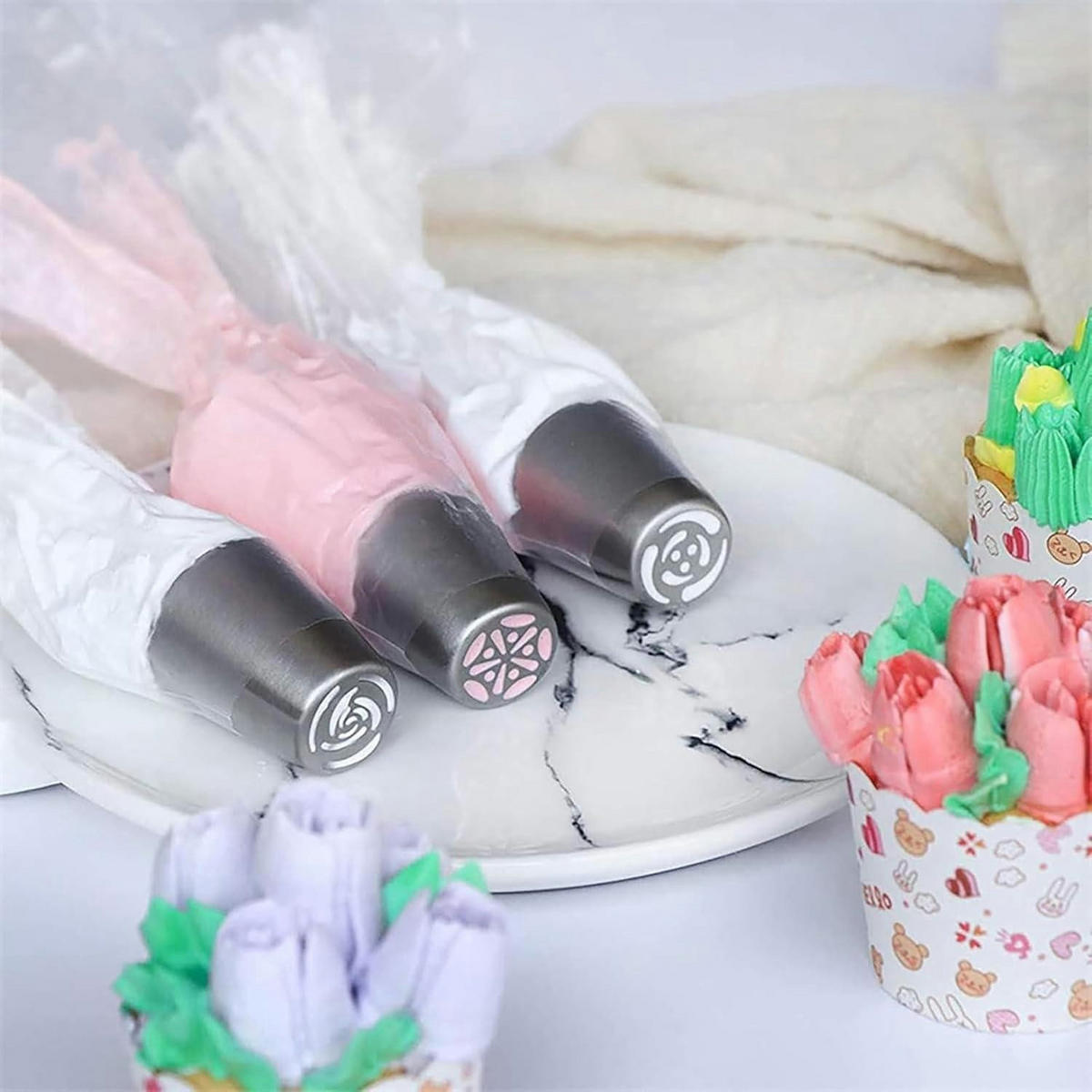 SPRITZBEUTEL Set 32-teilig Edelstahl mit Silikon Spritzbeutel - Multicolor, Metall (3.7/4.2/4.2cm)