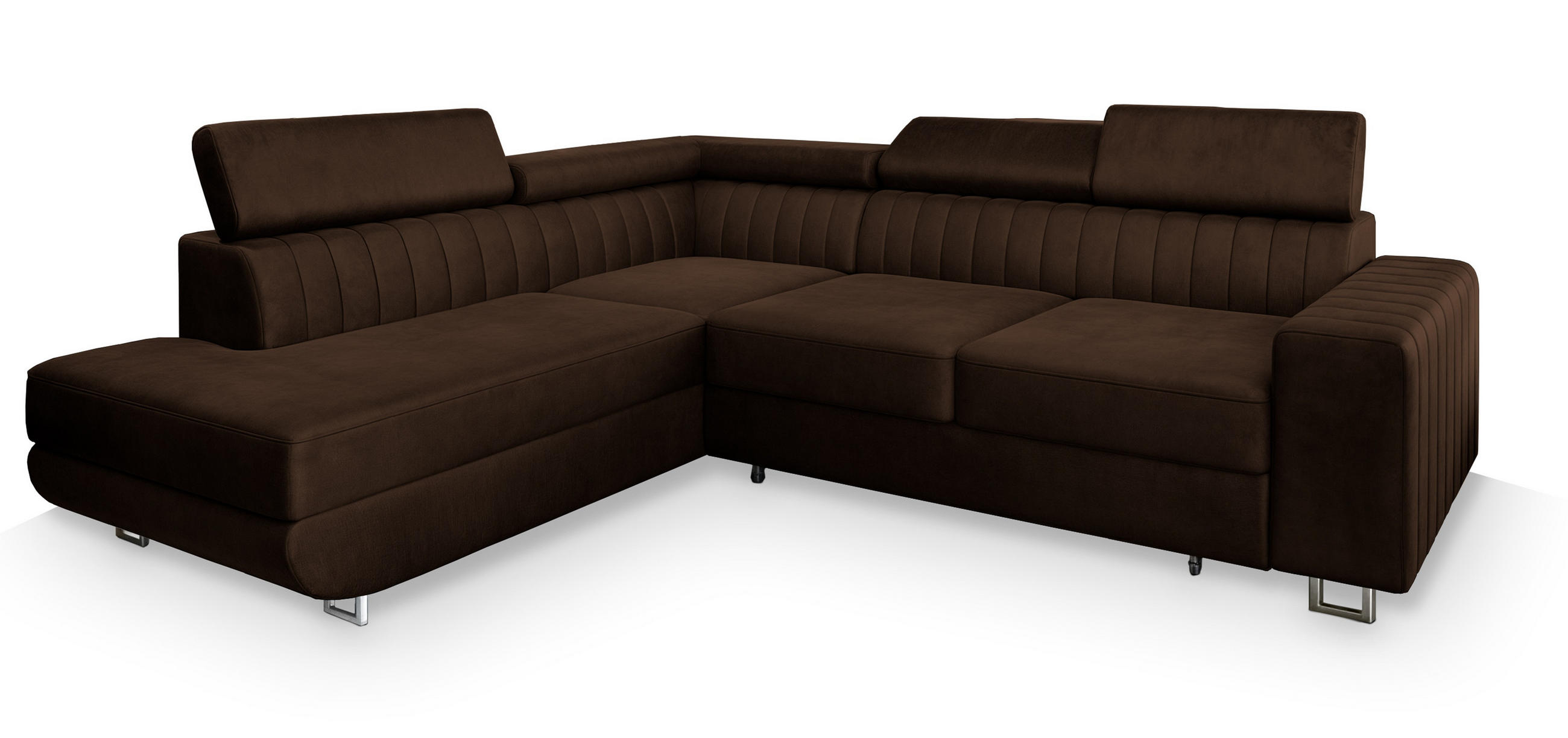 ROHOVÁ SEDAČKA NOLA hnědá - stříbrná/hnědá, kov/dřevo (253/190cm) - MASSENO