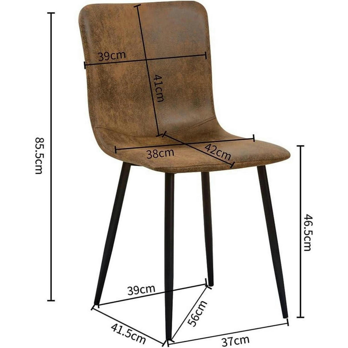 ESSZIMMERSTÜHLE 4er-Set Wildleder Braun mit schwarzen Metallbeinen - Braun, Leder (40/85/40cm)