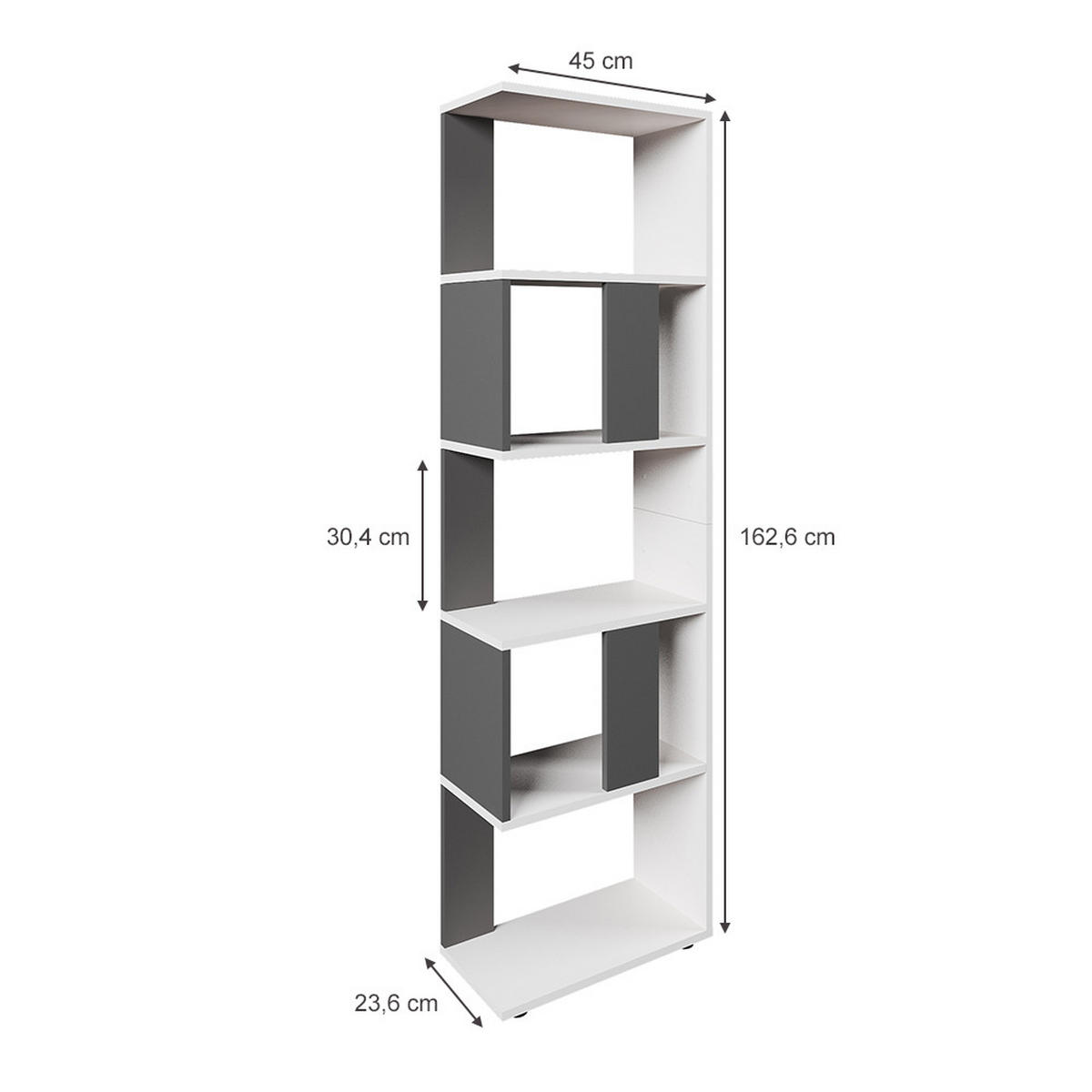 RAUMTEILER Anthrazit/Weiß 45 x 162.6 cm - Anthrazit/Weiß, Holzwerkstoff (45/162.6/23.6cm) - Vicco