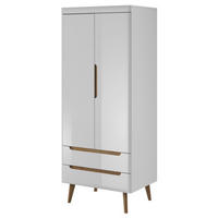 SCHRANK Weiß Riviera Eiche Nordan 2 Türen Mit Massivholzbeinen - Eichefarben/Weiß, Holzwerkstoff (80/197/56cm) - Sepro Meble