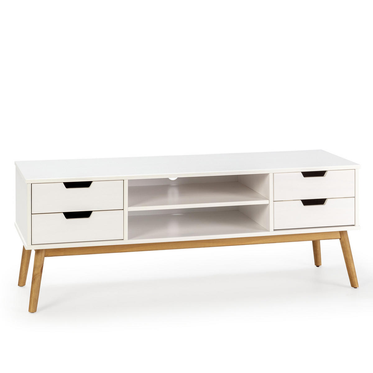 TV-ELEMENT Baku 1 Tür 2 Schubladen Weiß - Weiß, Holz (140/52/40cm) - VS Venta-stock