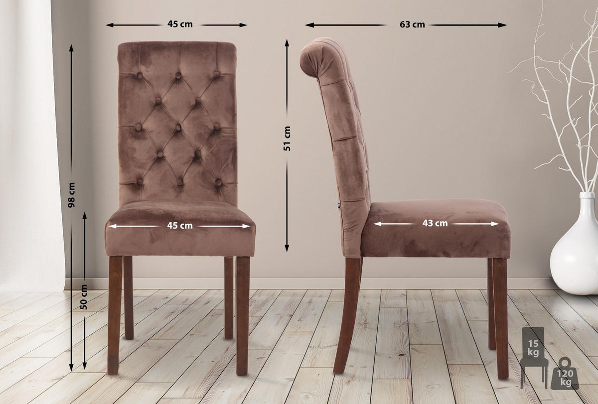 ESSZIMMERSTUHL Lisburn 98x45x63 cm braun - Braun, Textil (45/98/63cm) - furnicato