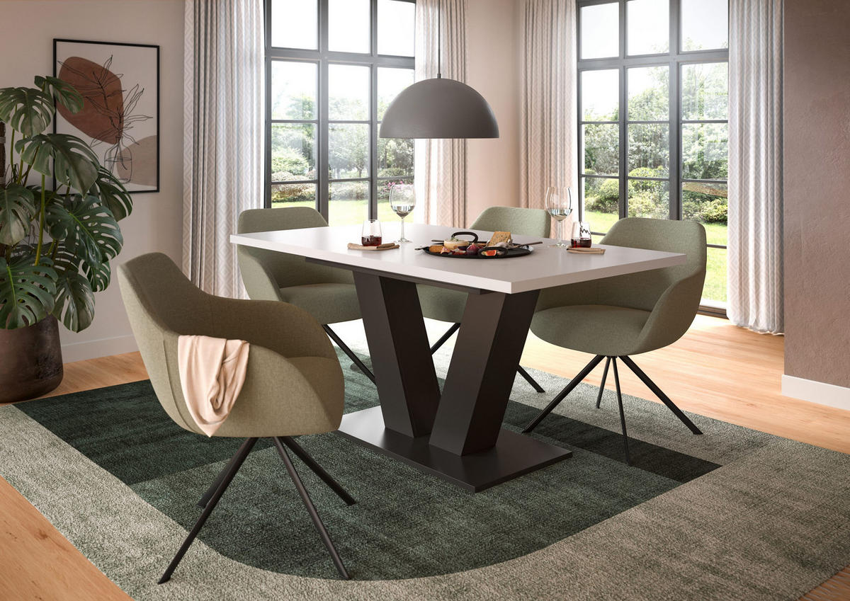 ESSTISCH MOTION (B/H/T: ca. 150/76/90 cm) in grau/weiß - Grau, Holzwerkstoff (90/150/76cm)