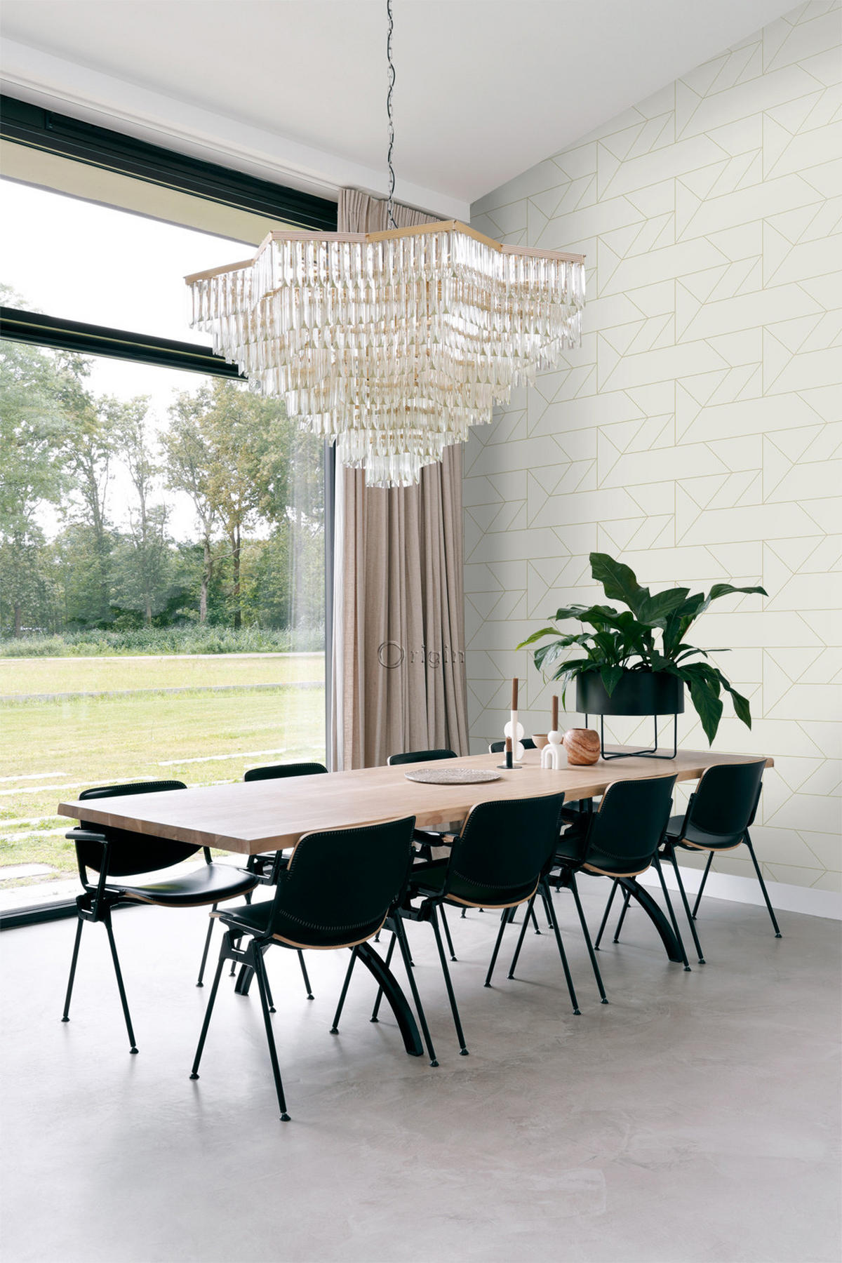TAPETE grafische Linien 53 cm x 10.05 m - Beige, Papier (53/1000cm) - Origin Wallcoverings
