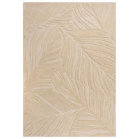 WOLLTEPPICH Blatt-Design, handgetuftet LEVEN LEE, Beige 200x290 cm - Beige, Textil (200/290cm) - KADIMA DESIGN