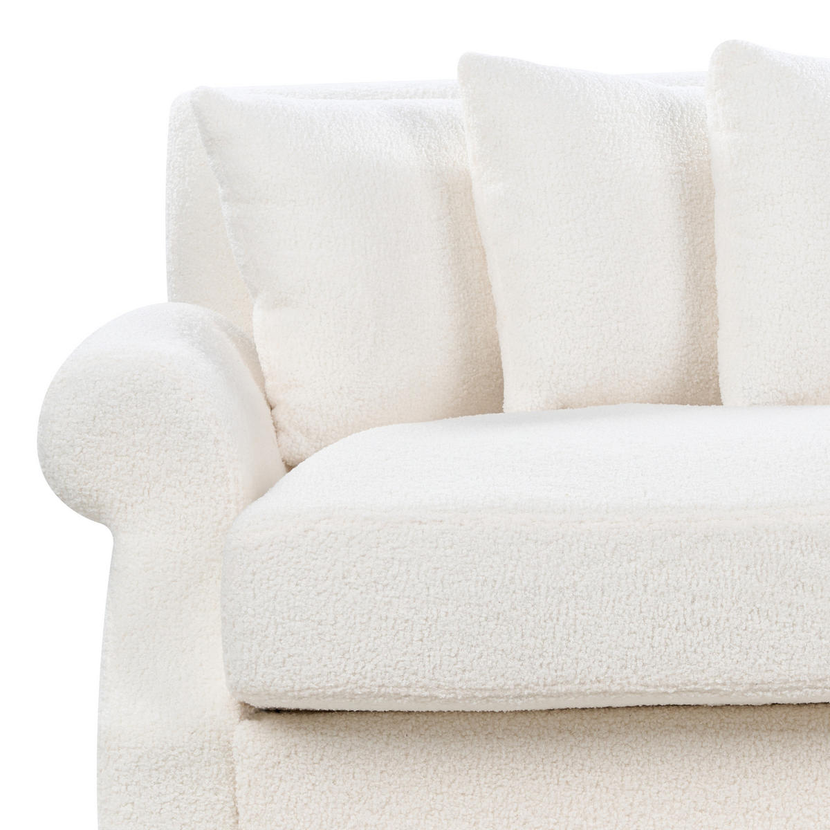 3-SITZER-SOFA Bouclé cremeweiß Eike - Dunkelbraun/Weiß, Textil (229/82/102cm) - Beliani