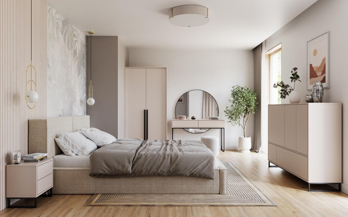 NACHTTISCH Genua, Beige, 2 Schubladen, Modern & Elegant - Beige, Holzwerkstoff (43/48/34cm) - Bettso