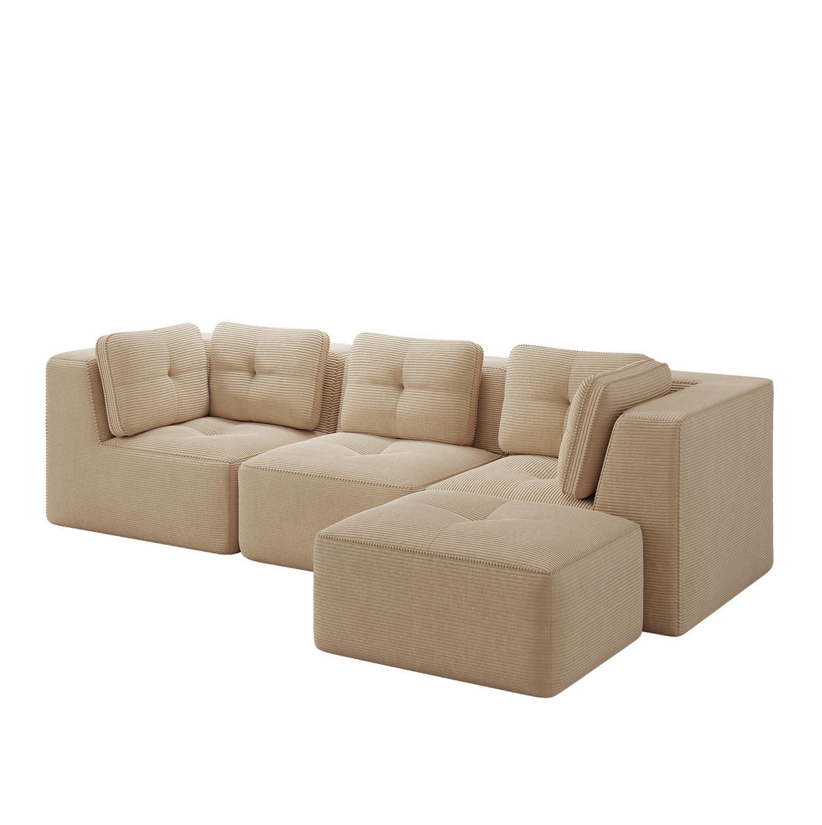 ECKSOFA modular Cord Beige 3er-Set - Beige, Kunststoff (177/297cm) - Meubliv