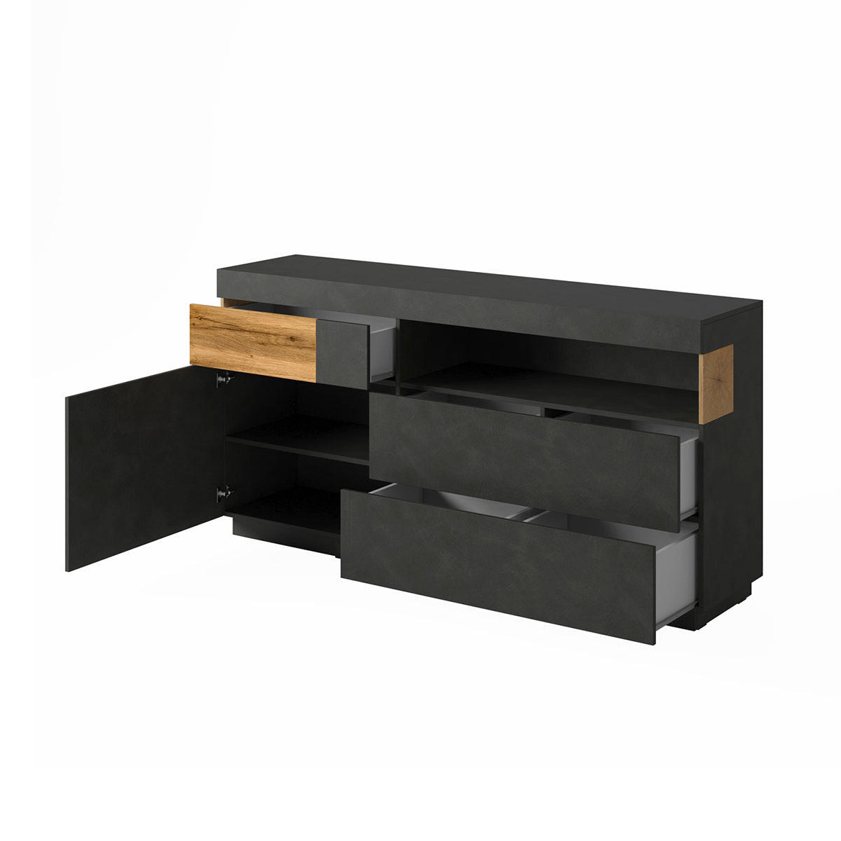 SIDEBOARD Andrea Anthrazitgrau und Holz - Grau, Holzwerkstoff (169/85/40cm) - Petits-meubles