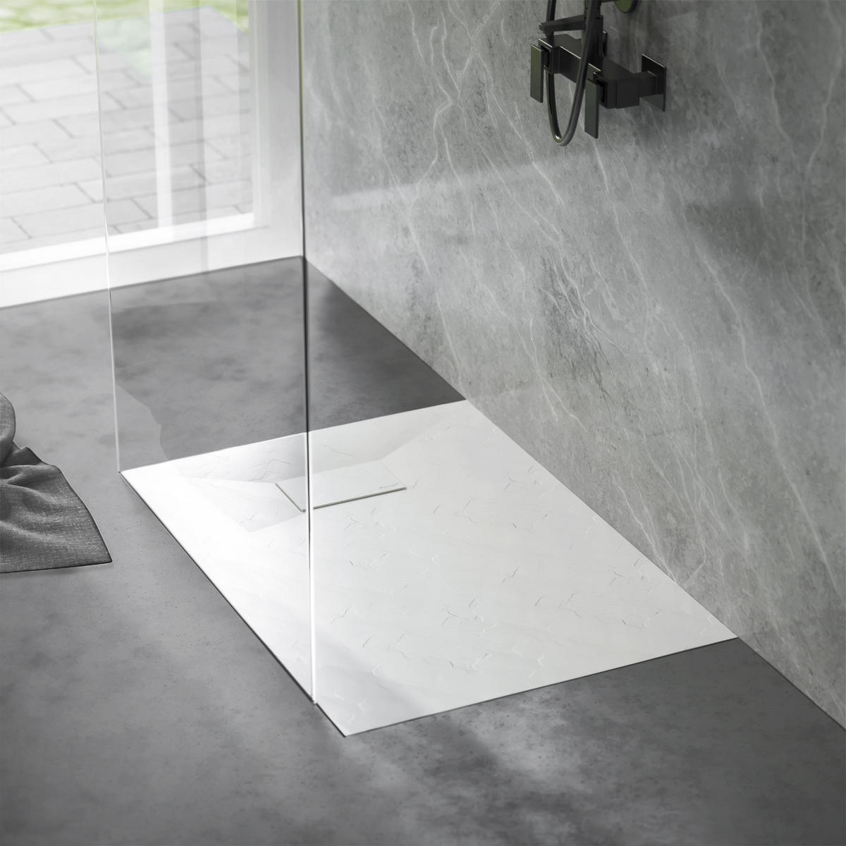 SPRCHOVÁ VANICKÁ 100x70 cm bílá s odtokovou sadou z SMC - bílá, plast (70/3/100cm) - LuxeBath