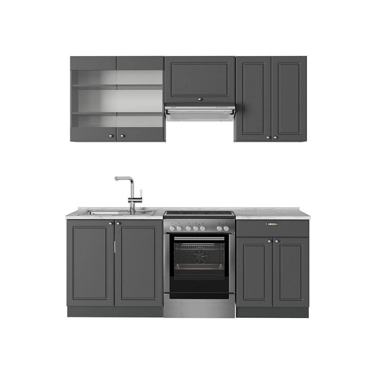 KUCHYŇSKÝ KOUT Fame-Line Anthrazit-Gold Landhaus - antracitová, kompozitní dřevo (200/81.6/60cm) - Vicco