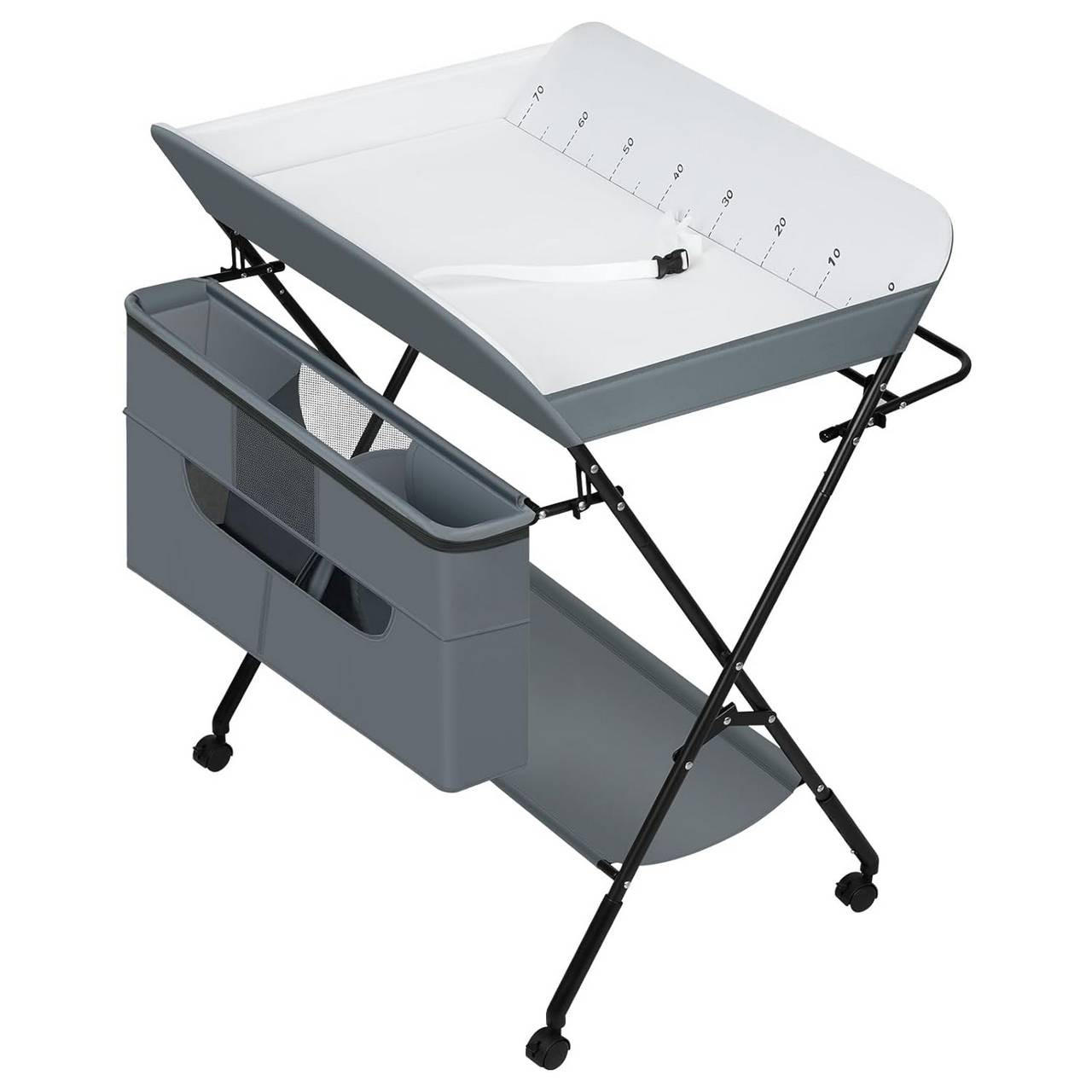 WICKELTISCH klappbar, Oxfordgewebe, Grau - Grau, Textil/Metall (77/95.5/52cm) - Woltu