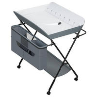 WICKELTISCH klappbar, Oxfordgewebe, Grau - Grau, Textil/Metall (77/95.5/52cm) - Woltu