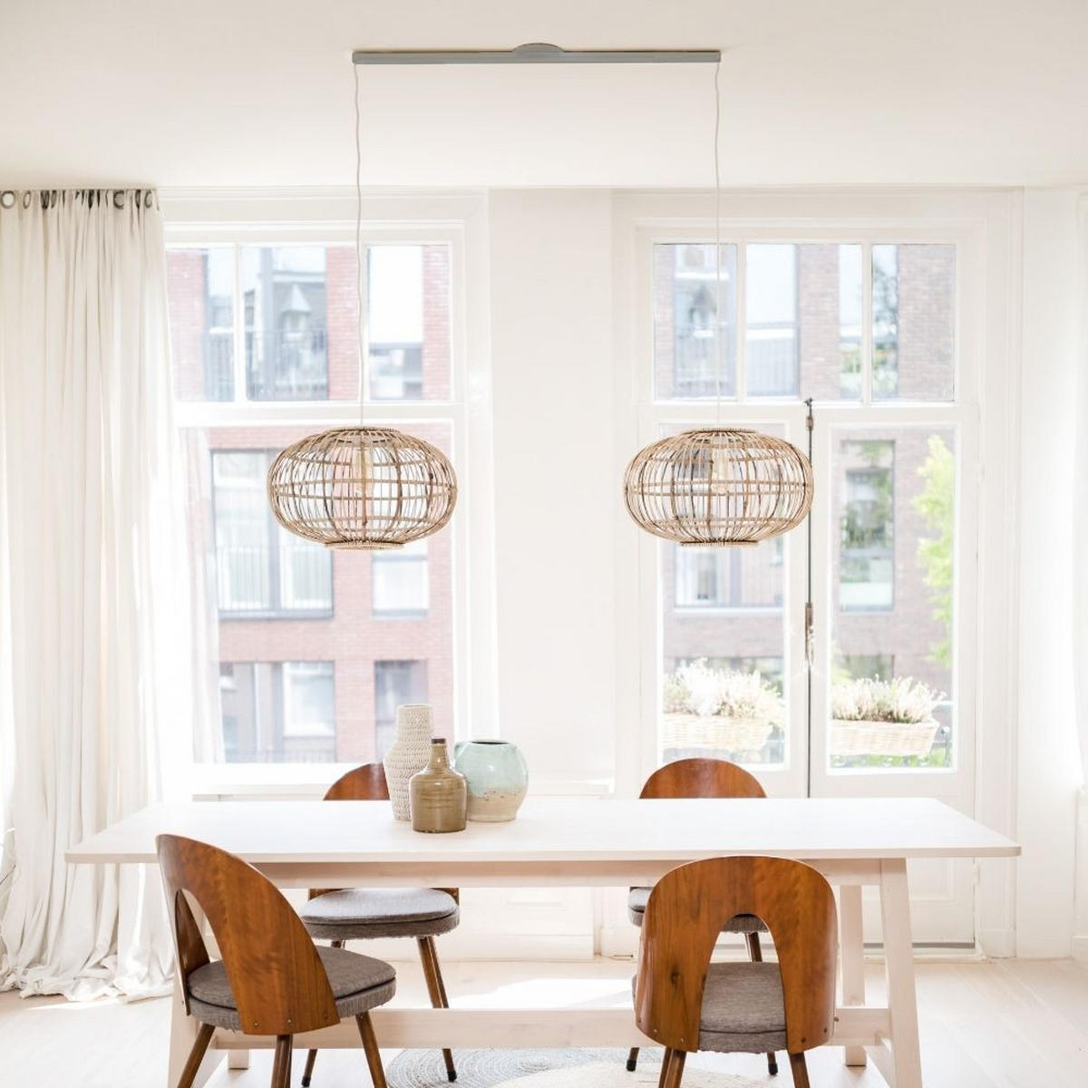 AUFHÄNGESYSTEM für zwei Hängelampen - Twin - 110cm - Edelstahl - Verstellbare Lampenaufhängung - Pendelleuchten Schieben und Drehen - Edelstahlfarben, Metall (110/3/2cm) - Lightswing®