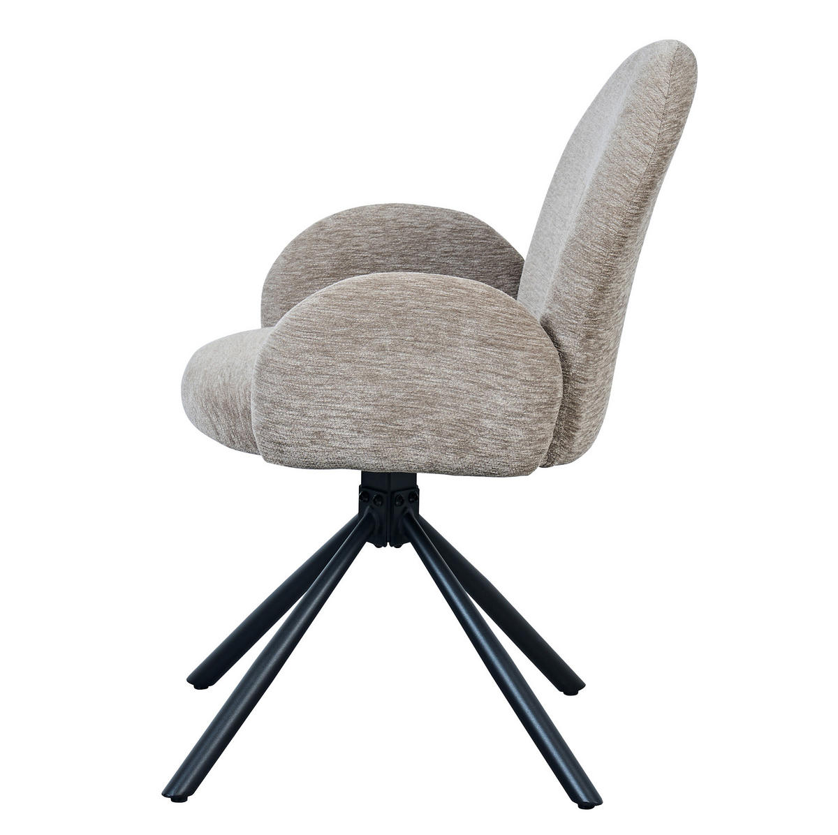 2ER-SET Drehbare Esszimmerstühle mit Armlehnen Taupe - Schwarz, Metall (36/86.5/53.5cm) - Meubliv