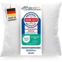 AM Qualitätsmatratzen Premium Mikrofaser Kopfkissen mit Sensofill Füllung Made in Germany 80x80cm - Weiß, Textil (80/80cm) - AM Qualitätsmatratzen