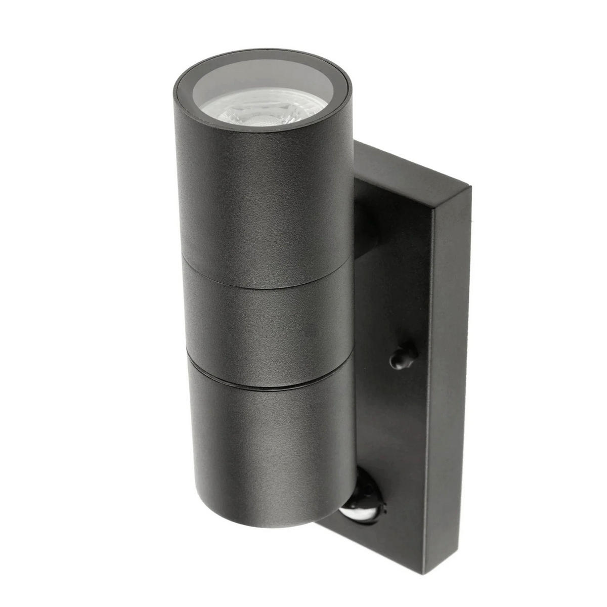 AUSSENWANDLEUCHTE Schwarz Edelstahl GU10 Auf und Ab IP44 mit PIR-Bewegungsmelder - Schwarz, Metall (6.9/22/10.2cm) - CGC Europe