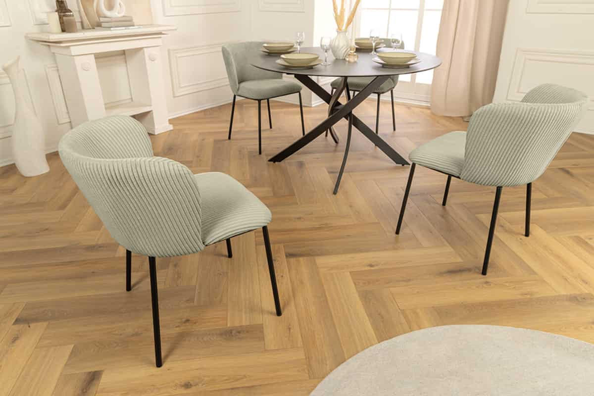 STUHL LYON Cord Mint 75 cm - Schwarz/Grün, Textil/Metall (54/75/58cm) - riess-ambiente