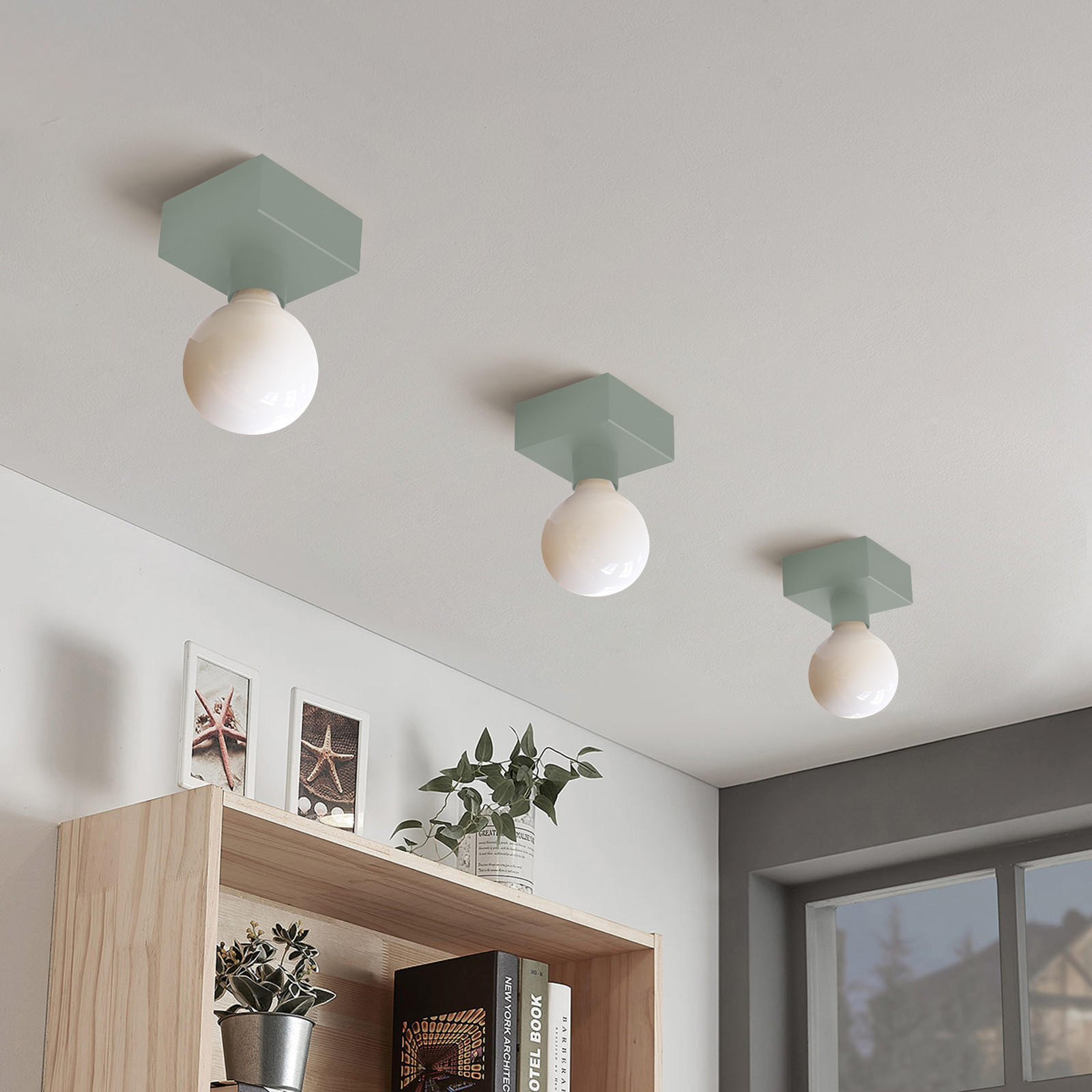 DECKENLEUCHTE - Grün, Metall (10/10/7.5cm) - Lumicom