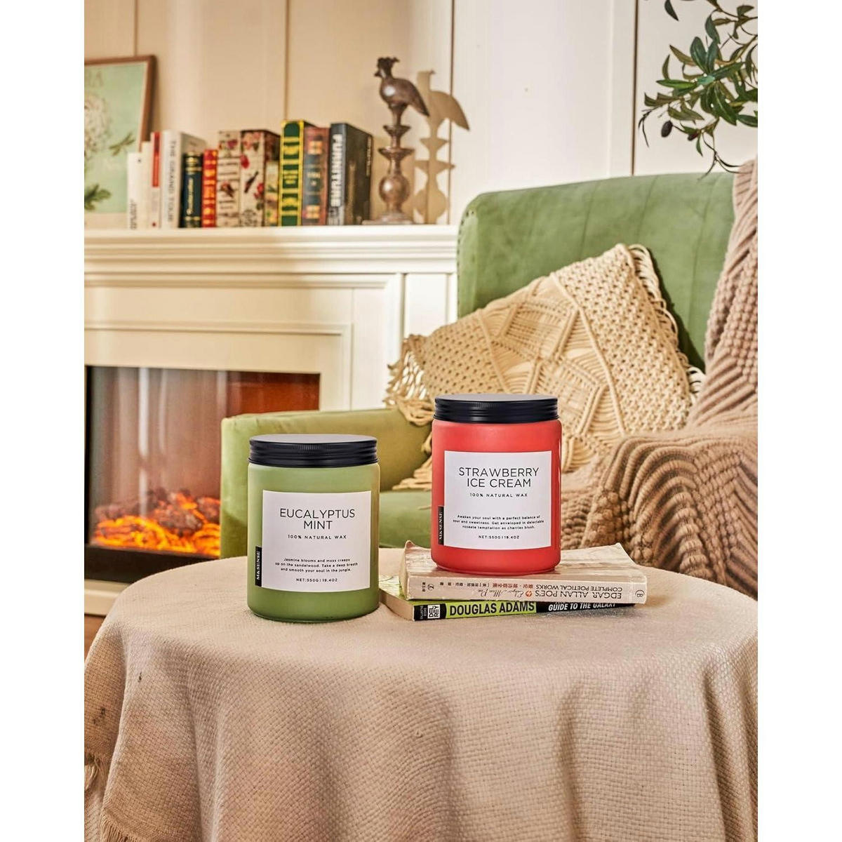 DUFTKERZE Eukalyptus Minze 550g 2-Docht Sojawachs Glas - Grün, Paraffin (13cm)