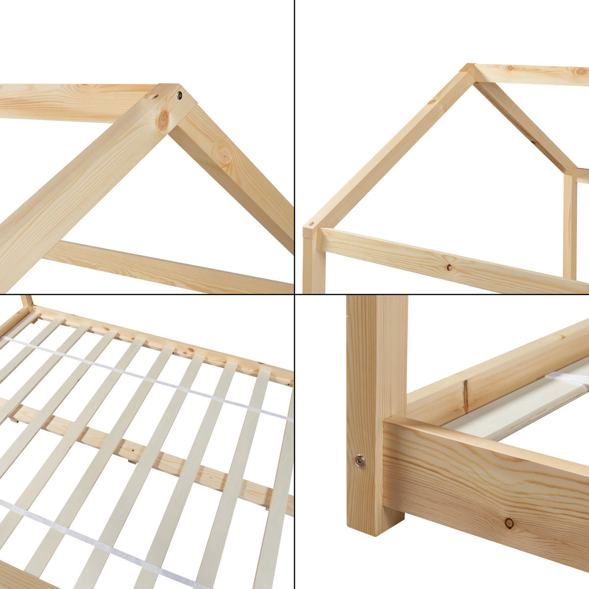 HAUSBETT Cerro - Naturfarben, Holz (140/200cm) - [en.casa]