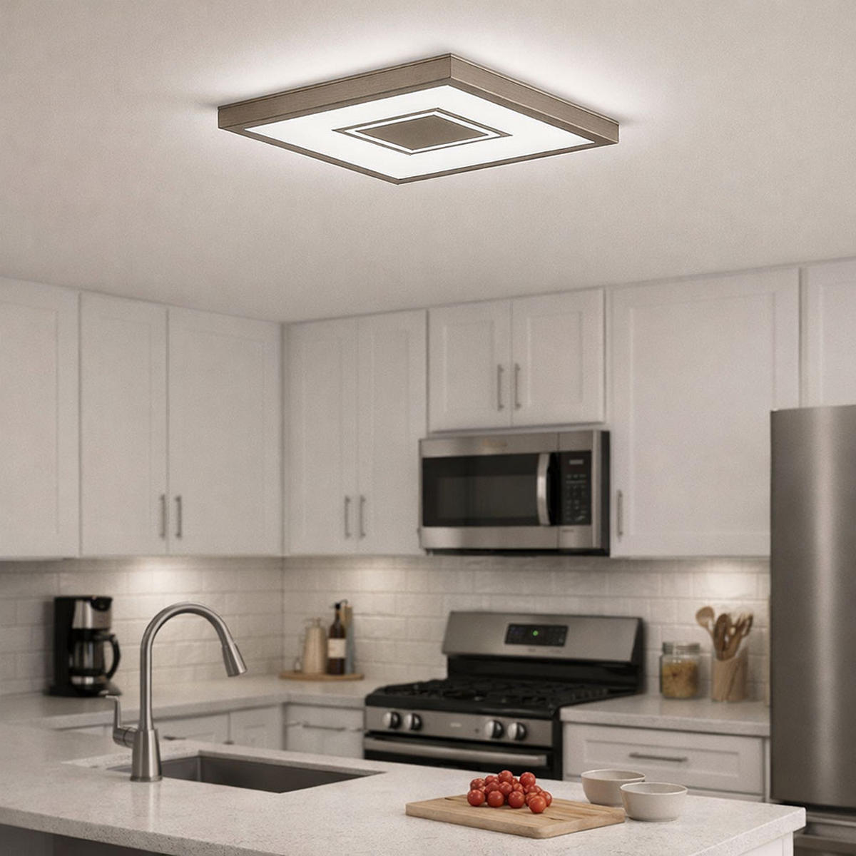 LED DECKENLEUCHTE Backlight Silber - Silberfarben, Kunststoff (42.3/42.3/3.9cm) - Briloner