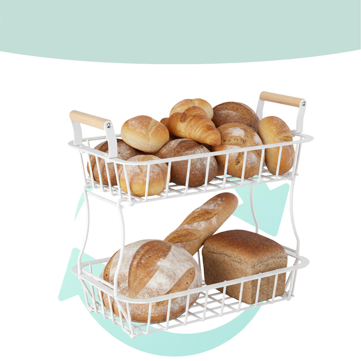 OBSTKORB - Weiß, Holz/Metall (34cm) - Relaxdays