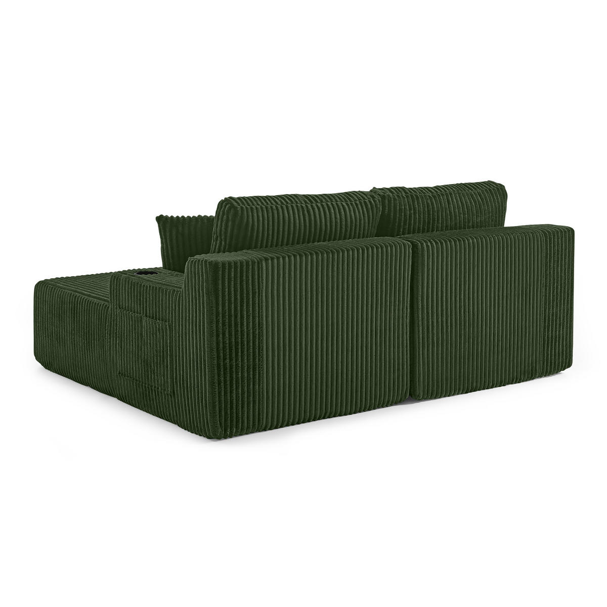 SCHLAFSOFA 186/154/78 cm Grün Cord mit seitlicher Magazintasche und Getränkehalter - Grün, Textil (186/78/154cm) - Oxeza