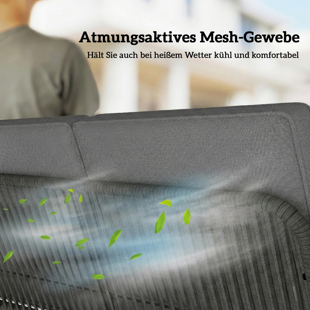 RATTAN-SCHAUKEL PE-Rattan Stahl Dunkelgrau - Dunkelgrau, Textil/Metall (128/168/150cm) - Outsunny