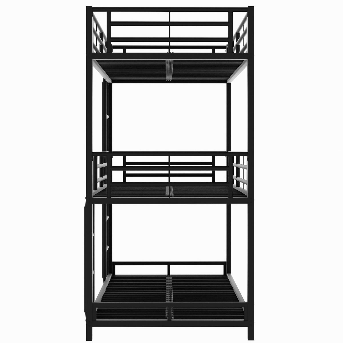 KINDERBETT 90x200 cm, Etagenbett (Dreifach) für Kinder/Jugendliche/Erwachsene, Eisen, schwarz - Schwarz, Metall (90/200cm)