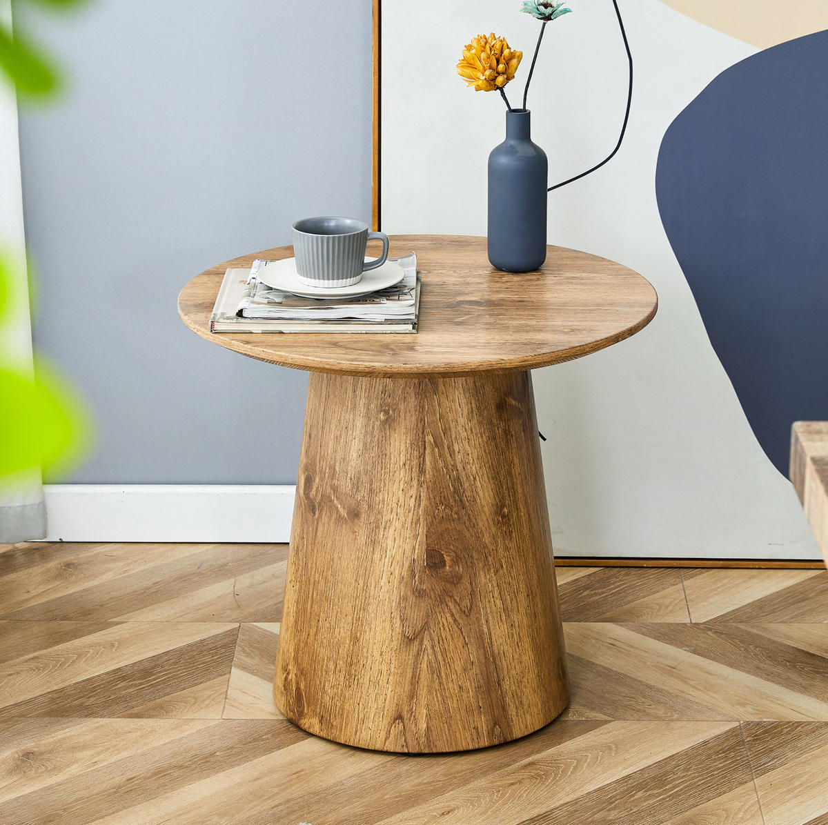 ODKLÁDACÍ stolek 50/50/48 cm dřevěný z MDF s realistickým dekorem dřeva - přírodní, kompozitní dřevo (50/50/48cm) - OKWISH