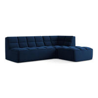 ECKSOFA Beidseitig Samt Stoff Blau - Blau/Schwarz, Kunststoff/Textil (258/178cm) - Makamii
