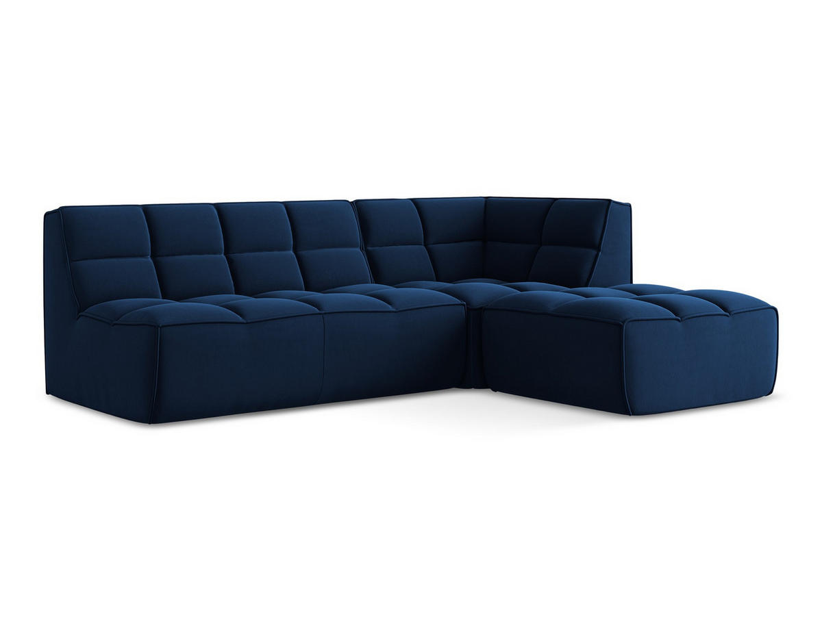 ECKSOFA Beidseitig Samt Stoff Blau - Blau/Schwarz, Kunststoff/Textil (258/178cm) - Makamii