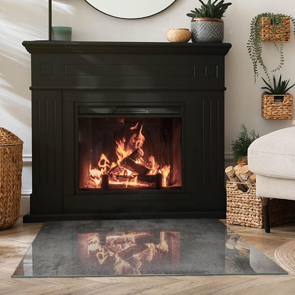 GLASPLATTE für Kamin 100x70 cm Grau - Grau, Glas (100/70/0.4cm) - ArtPrintCave