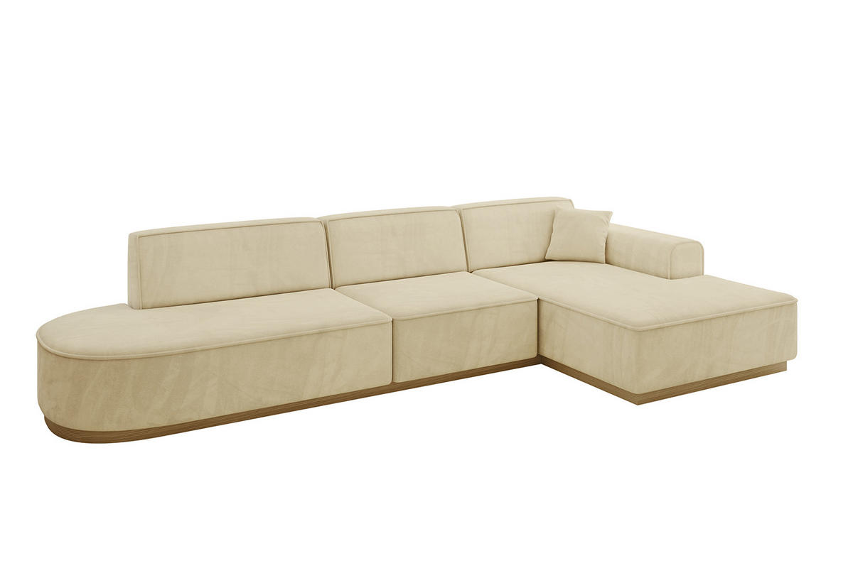 ECKSOFA Ottomane Rechts IREA-L2-v2 - 327x165x80 cm Beige - Taupe, Holzwerkstoff/Textil (327/165cm) - ALTDECOR