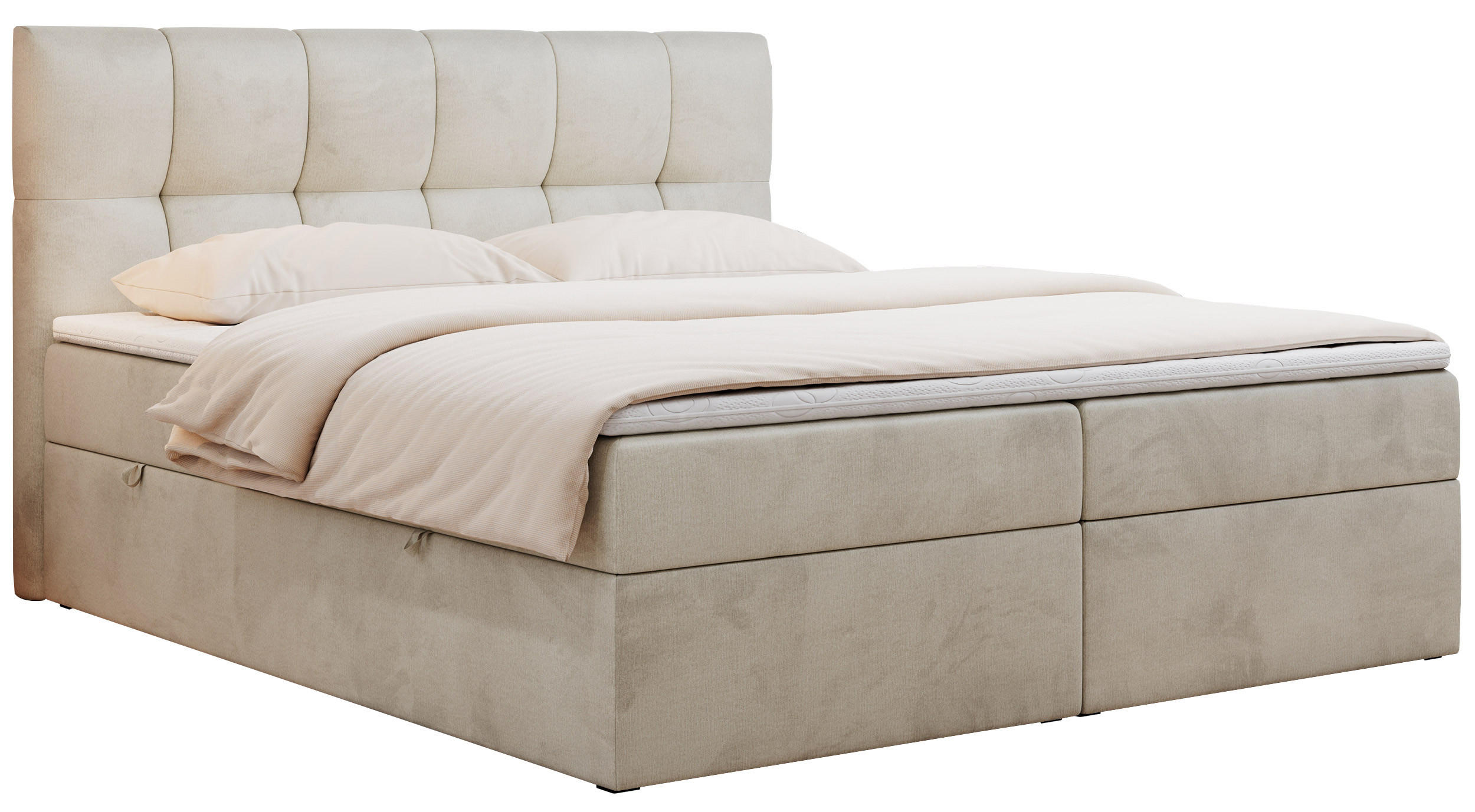 BOXBETT RICO 140/200 Beige Velvet - H3 - Beige, Holz/Textil (140/200cm) - MKS