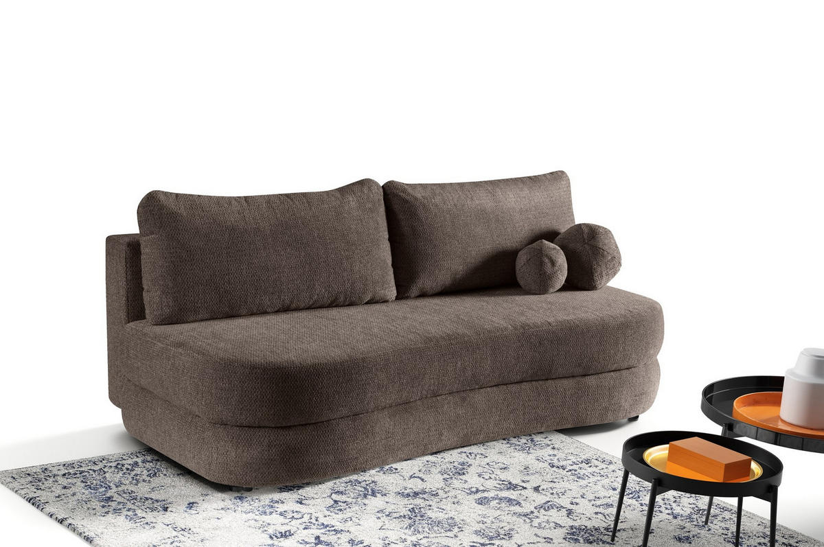 SOFA Rocket Braun, mit Schlaffunktion - Dunkelbraun, Holzwerkstoff/Textil (211/93/108cm) - Bettso